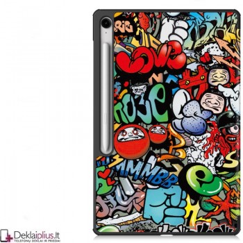 Dirbtinės odos atverčiamas dėklas - Grafiti (Samsung Galaxy Tab S10 Fe Plus)